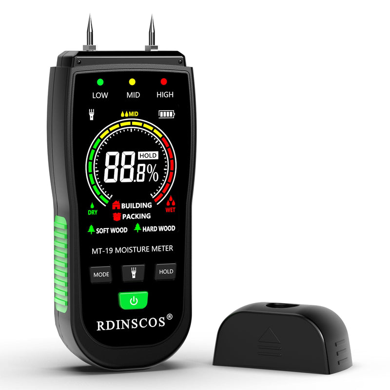 [Australia - AusPower] - Wood Moisture Meter, Firewood Moisture Tester, Drywall Moisture Detector Professional Moisture Content Meter Lumber Logs Concrete Floors Carpet Ceiling Building Material Hardwood Black 