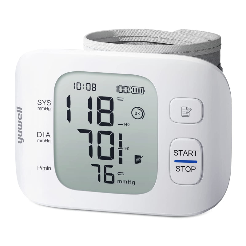 [Australia - AusPower] - yuwell Rechargeable Wrist Blood Pressure Monitors for Home Use, Large Blood Pressure Cuff Wrist with Voice Broadcast, Blood Pressure Machine with Irregular Heartbeat, Including Travel Case & USB Cable 