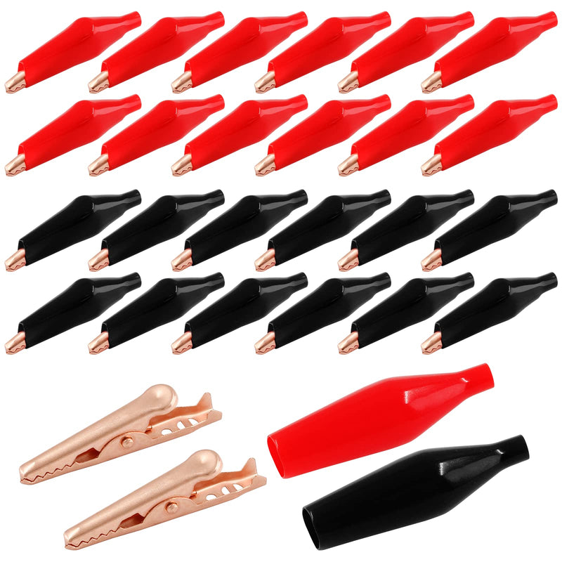 [Australia - AusPower] - 24 Pcs Copper Alligator Clips, Insulated Alligator Clips Electrical Test Kit Crocodile Clamps with Protective Insulation Cover (27mm) 