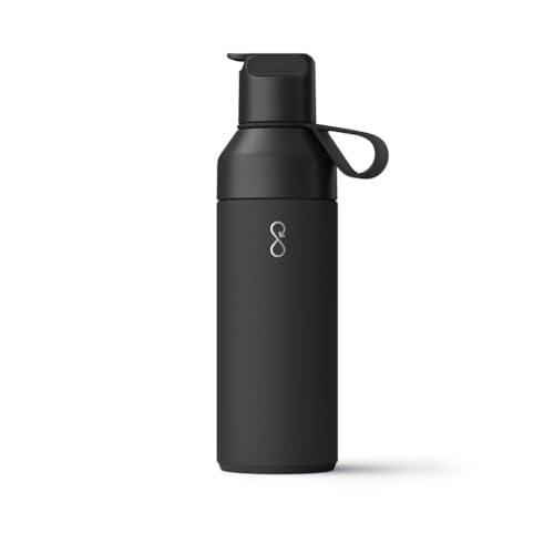 Ocean Bottle Go 17 oz | Stainless Steel Water Bottle | Reusable & Sustainable | Keeps Drinks Cold & Hot | Eco Friendly Gift (Obsidian Black) 16.9 Ounces Obsidian Black