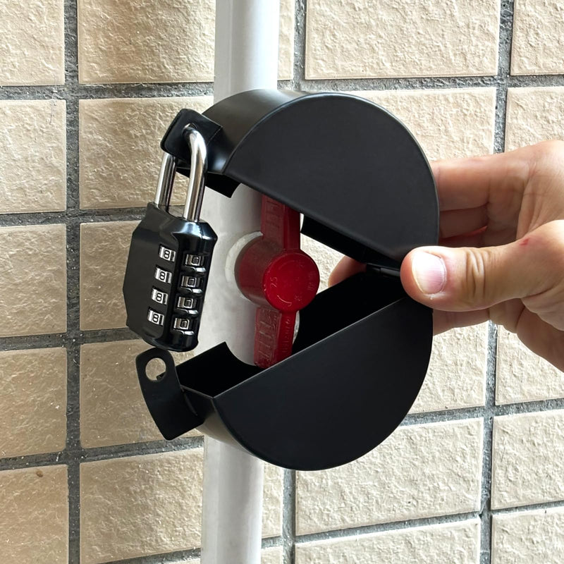 Gate Valve Locking Device (With Password Lock) Gate Valve Lock, Outdoor Faucet Lock, Removable and Easy to Use, Can Prevent Water Theft Black