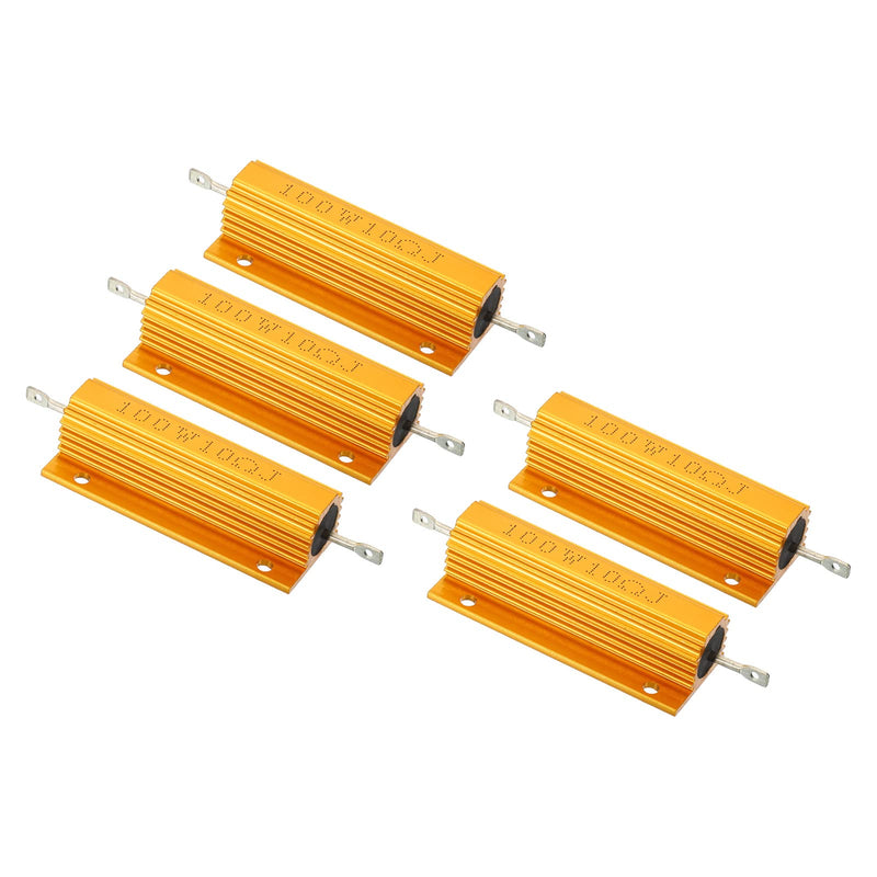 [Australia - AusPower] - PATIKIL 100W 10 Ohm Aluminum Shell Resistor, 5 Pack Aluminum Housing Resistor Housed Case Wirewound Resistors Screw Tap Power Resistor, Golden 