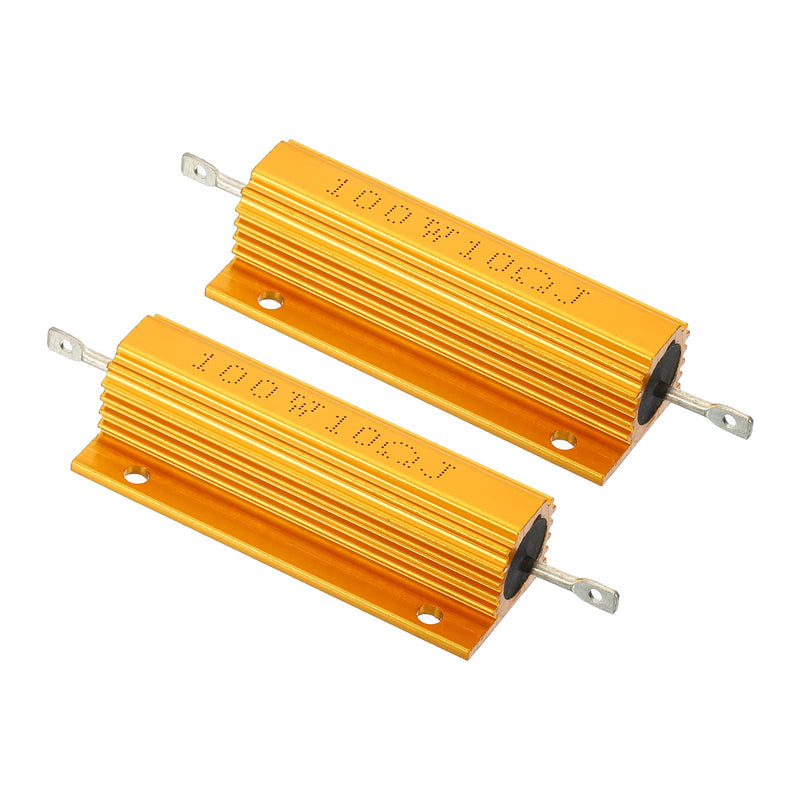 [Australia - AusPower] - PATIKIL 100W 10 Ohm Aluminum Shell Resistor, 2 Pack Aluminum Housing Resistor Housed Case Wirewound Resistors Screw Tap Power Resistor, Golden 