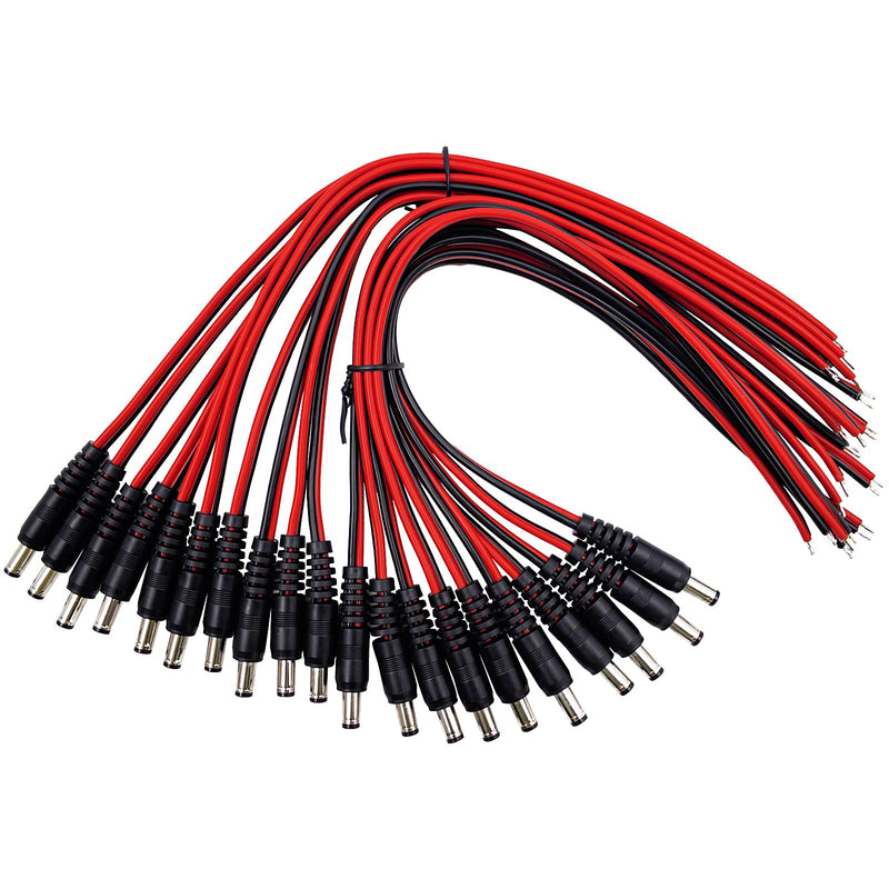 [Australia - AusPower] - DC Power Pigtails Cable, 20Pcs DC 5.5 X 2.1 mm Barrel Male DC Plug Connector Pigtail for Led Strip, Security Camera Wire CORD20PC 