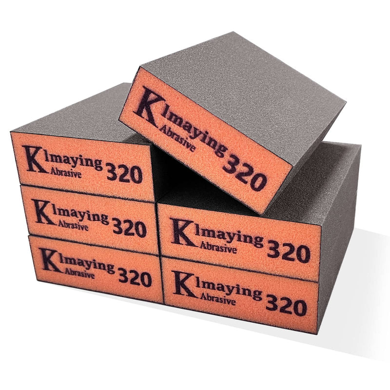 [Australia - AusPower] - Sanding Sponge, 320 Grit Assortment Sanding Block, Wet and Dry Dual-use Sander Sponges for Drywall Metal, Sandpaper Sponge for Wood, Washable and Reusable 320grit-6PCS 