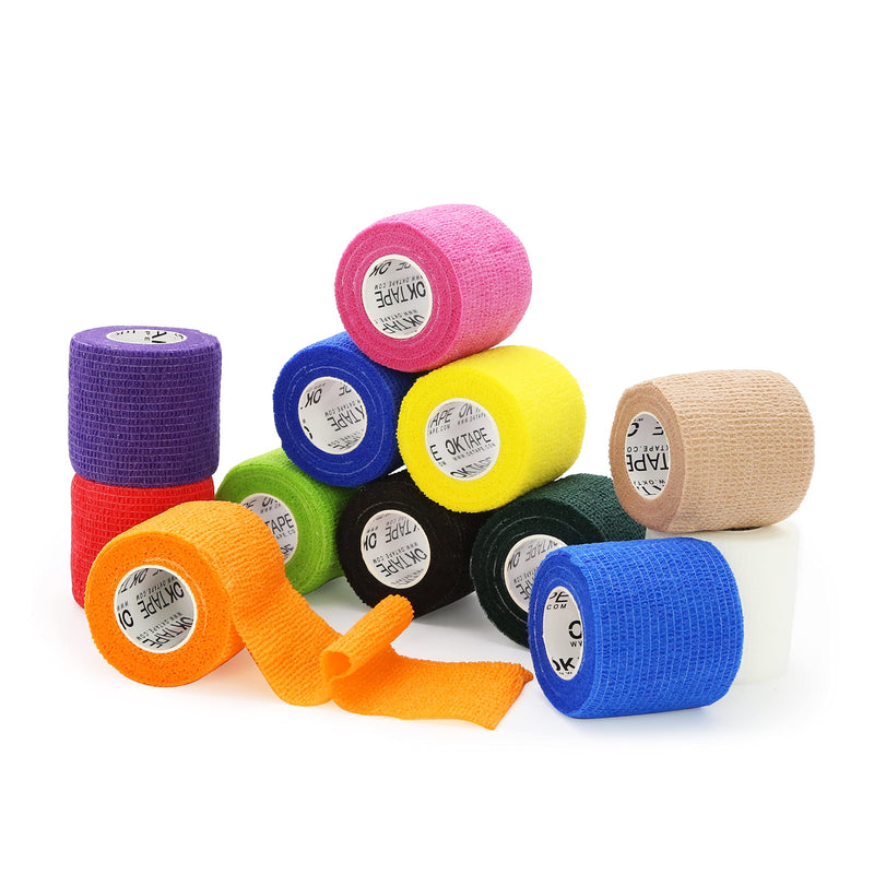 [Australia - AusPower] - OK TAPE Self Adherent Cohesive Bandages Wrap - 12Packs, 2" x 5 Yards, Non-Woven Self Adhesive Bandage Wrap for Thumb, Finger, Wrist, Ankle, Vet Wrap Bandages Tape (Mixed Colors) 2 Inch x 5 Yards Mix Color 01 