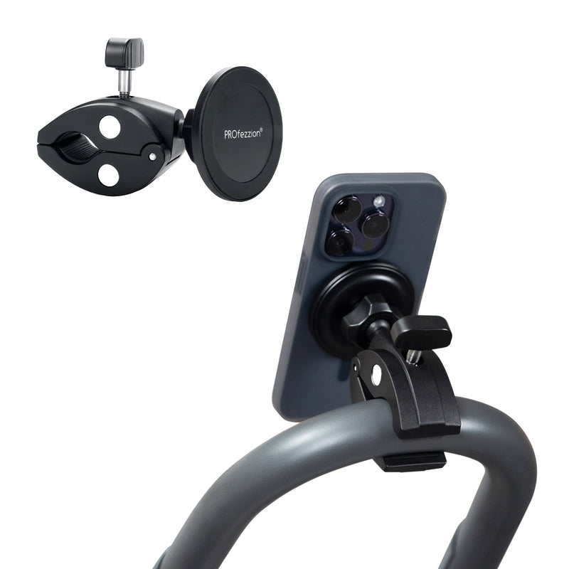[Australia - AusPower] - Phone Holder Mount Magnetic Accessories: Fitness Equipment Gym Motorcycle Handlebar, Exercise Bike, Treadmill, Stroller, Cart, for Magsafe iphone 15 14 13 12 Plus Pro Max & All Phone Stand Clamp Gym Mount 