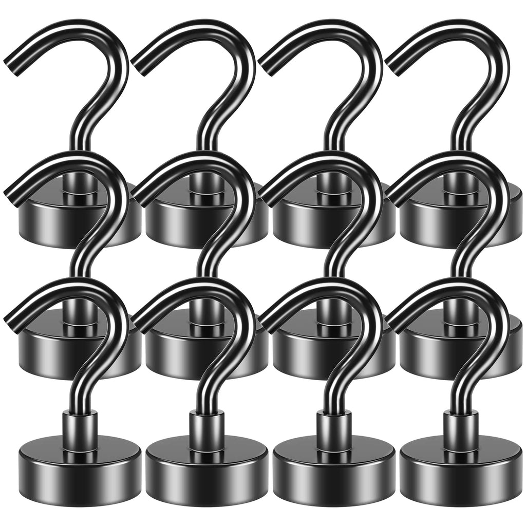 VNDUEEY 10 Pack Black Magnetic Hooks, 22Lbs Strong Magnet Hooks for Hanging, Magnetic Hook Heavy Duty, Fridge Magnets Neodymium with Hooks for Cruise, Kitchen, Workplace, Office and Garage 10 Pack - 22LBS