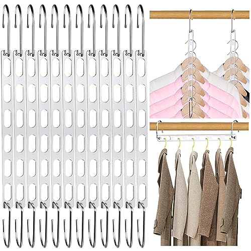 12 Pack Space Saving Hangers for Clothes: Collapsible Metal Hanger Silver