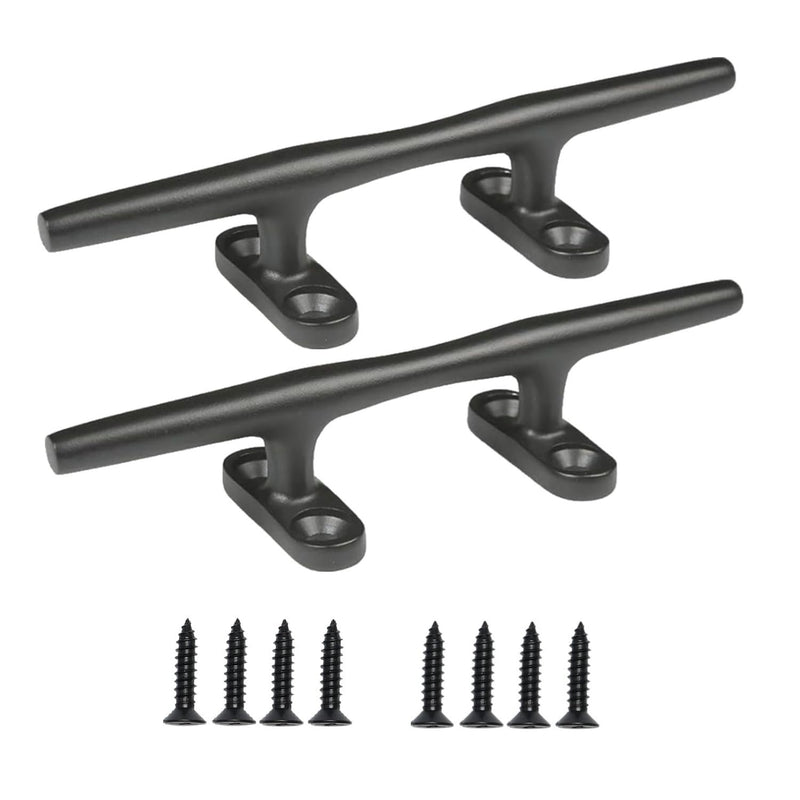 Thorn Boat Dock Cleat -4in 5in 6in 8in 316 Marine Grade Stainless Steel Open Base Design with Mounting Hardware | Heavy-Duty Mooring Cleat for Boats, Pontoons & Docks Black-5 in-2pcs