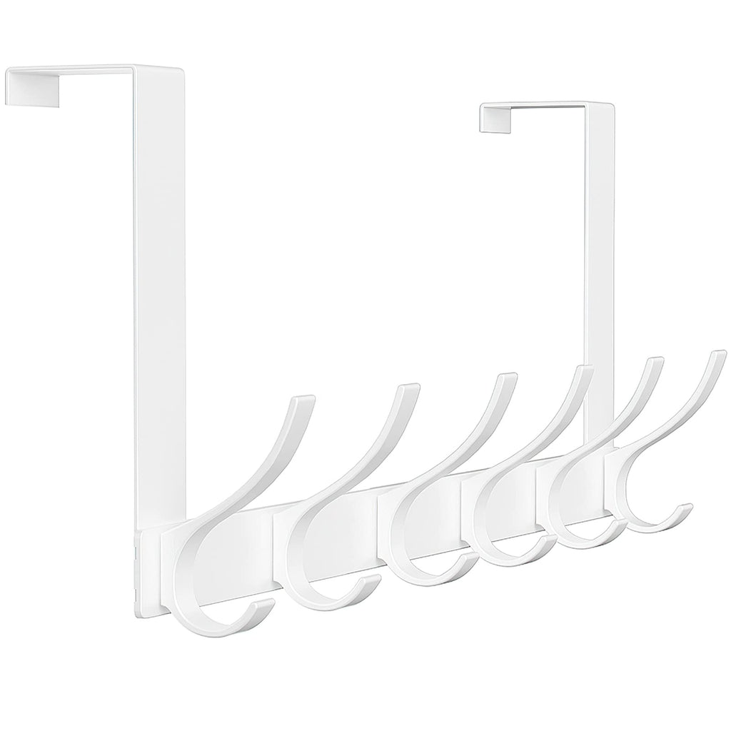 Over The Door Hooks, Sturdy Door Hanger, Large Over The Door Towel Rack with 12 Hooks, Heavy Duty Easy to Install, for Bathroom, Bedroom?Kitchen?Hanging Towels, Coats (White). White 1 Pack