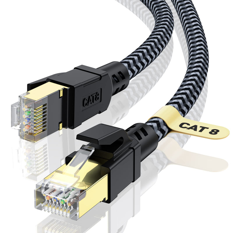 Cat8 Ethernet Cable, 5 m, 40 Gbps, Network Cable, High Speed, 2000 MHz, S/FTP, PoE Gigabit Cable, RJ45 Connectors, Nylon Braided LAN Cable, Patch Cable for PS5/4, Switch, Router, Modem, TV 5 metres