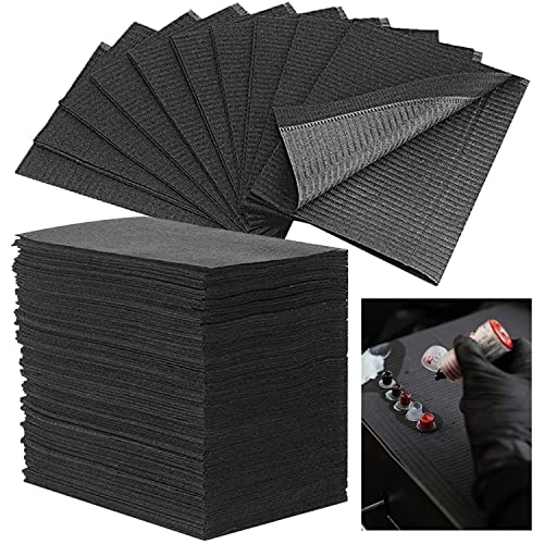 Pack of 50 Black Dental Bibs Disposable Waterproof | Tattoo Bibs, Tattoo Table Covers Clean Pad Patient Bib Tattoo Covers Supplies Teeth Dry Black-50pcs