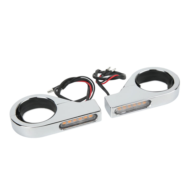 Motorcycle LED Turn Light, 2 Wires 12V Motorcycle Turning Indicator Energy Saving for 41mm Fork Tubes (Electroplating)
