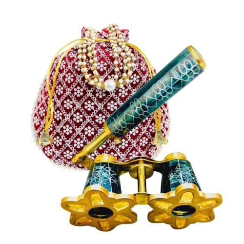 Opera Glasses Binoculars, 4x25 Vintage Brass Theater Binoculars, DF Glass with Coated Optics, Floral Engraved Design for Theater, Concerts & Events