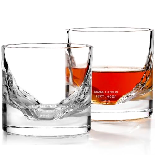 LIITON Grand Canyon Old Fashioned Whiskey Glasses, Set of 2, Mens Gift Grand Canyon Pack of 2