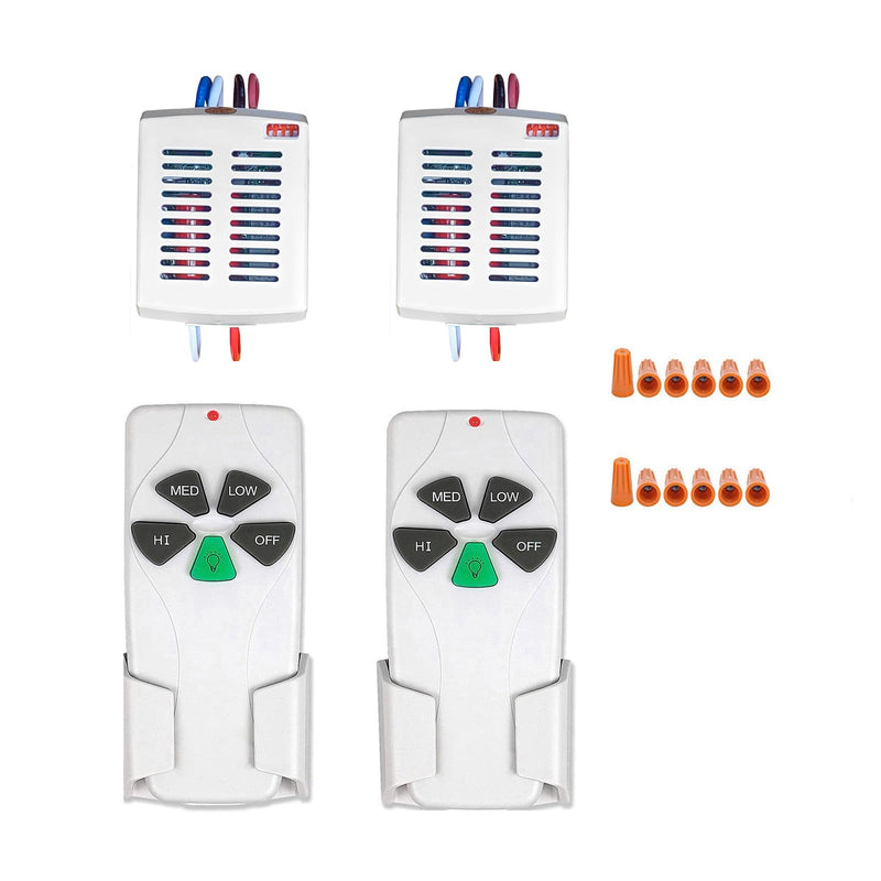 [Australia - AusPower] - 2 Pack Small Size Universal Ceiling Fan Remote Control Kit with Light Dimmer, 3 Speed Fan Controller Mini Receiver Replacement for Hampton Bay/Hunter/Harbor Breeze/Westinghouse/Honeywell and More Handheld Remote & Mini Receiver(2Pack) 