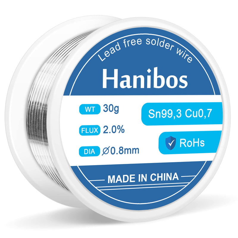 Solder 0.8 mm 30 g, Solder Wire with Flux Sn99.3 Cu0.7 | Solder with Rosin Core Electronic Solder Wire for Electric Soldering Repair 30g-0.8mm