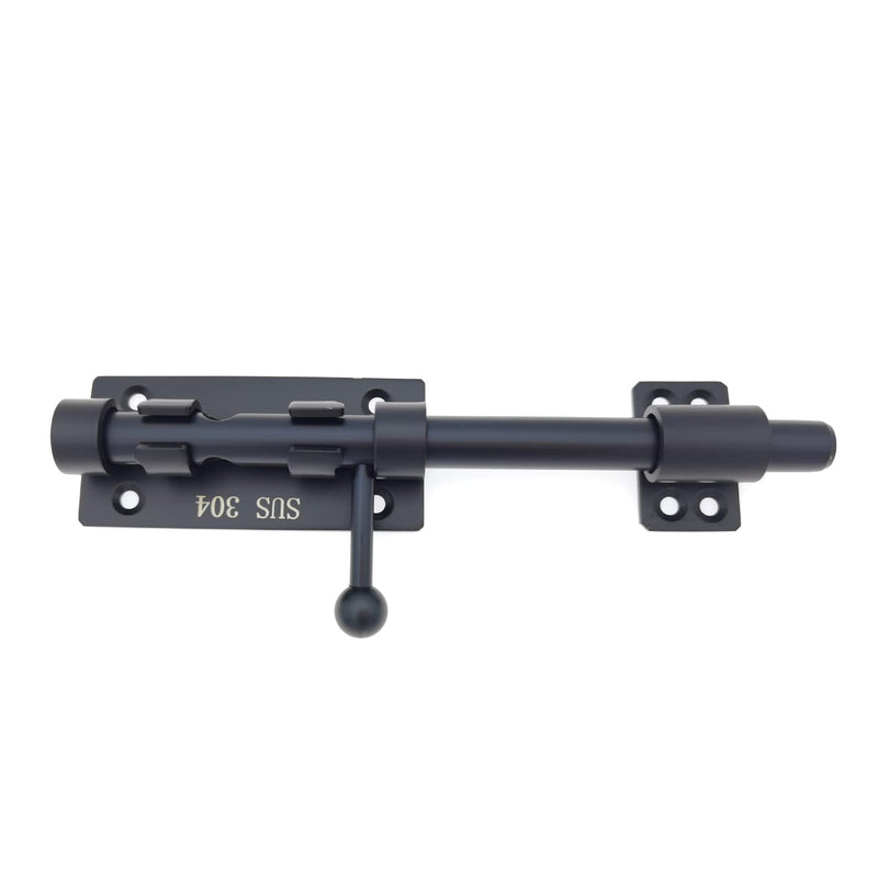 8in Slide Bolt Gate Latch 304 Stainless Steel Barrel Bolt Latch Heavy Duty Door Security Lock Thickened Door Latches Hardware with Mounting Screws for Barn Fence Shed Basement 8in Black