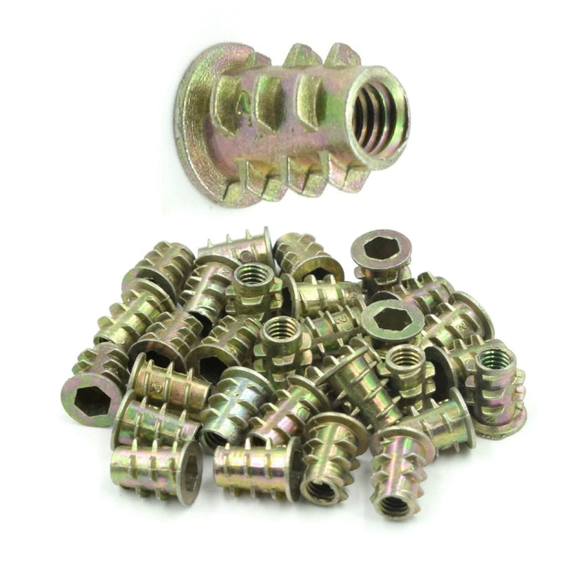 [Australia - AusPower] - 30 Pcs M4x10mm Threaded Insert Nuts Zinc Alloy Hex Socket M4 Internal Threads Furniture Screw for Wood M4*10 