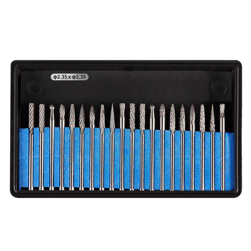 [Australia - AusPower] - Luo ke 20 Pcs Ø2.35 x 2.35 mm Aluminum Cutting Burr, 3/32 Inch Shank Carbide Burr Bits For Rotary Tool Include Dremel 2.35x2.35 Silver 