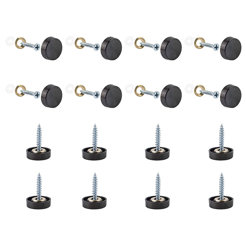 [Australia - AusPower] - Mirror Screws, 40 Sets 16mm 304 Stainless Steel Thicken Mirror Nails with Decorative Caps Covers, Black 