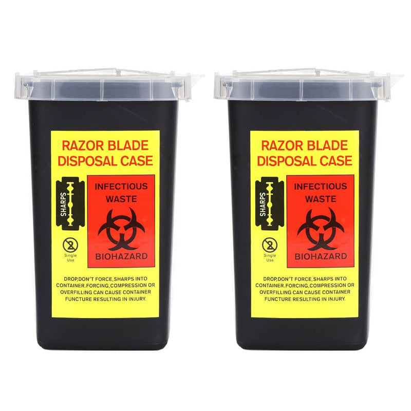 [Australia - AusPower] - 2 Pack Sharps Container Blade Disposal Containers Tattoo Syringe Needle Trash Can Case Barber Razor Storage Dispenser Biohazard Infectious Waste Case for Home Professional Use (2PCS) 2PCS 