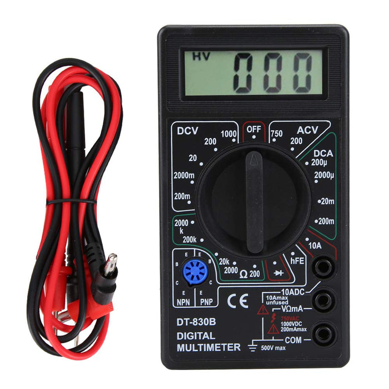 [Australia - AusPower] - Digital Multimeter - DT-830B Multifunctional Portable LCD Digital Multimeter Amp Volt Ohm Tester Voltmeter Ohmmeter Meter(DT-830B Black) 