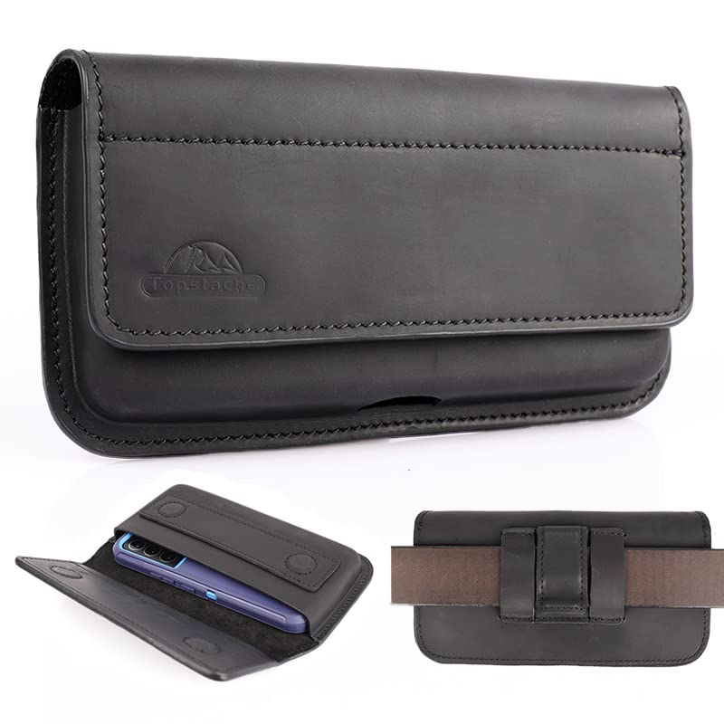 [Australia - AusPower] - Topstache X-Large Leather Phone Holster,Flip Cell Phone Case with Belt Clip for S23 Ultra S23 Plus,Leather Case for iPhone 14 Pro Max,Universal Smartphone Leather Sheath for Phone with Protective Case Black 