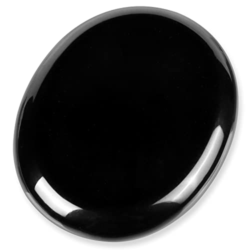 Crystal Thumb Worry Stones for Anxiety Bulk Artistone 2.0"Black Obsidian Healing Crystal Pocket Palm Calming Energy Stone Gemstones Reiki Gift for Women Kids Black Obsidian