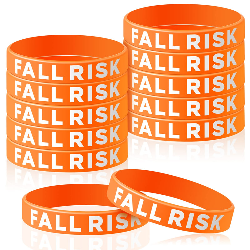 [Australia - AusPower] - Sumind 12 Pcs Fall Risk Bracelet Emergency Alert Wristband for Elderly Patient Wristbands Fall Risk Silicone Rubber Bracelets for Men Women Kids Old People Gifts(Orange) Orange 