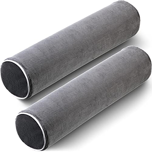 Maitys 2 Pack Neck Roll Pillows 17.7 x 4.3 Inch Memory Foam Bolster Pillows Bolster Pillow Round, Washable Cover for Neck Back Leg Support, Travel Office Bed Cylinder Pillow, Grey
