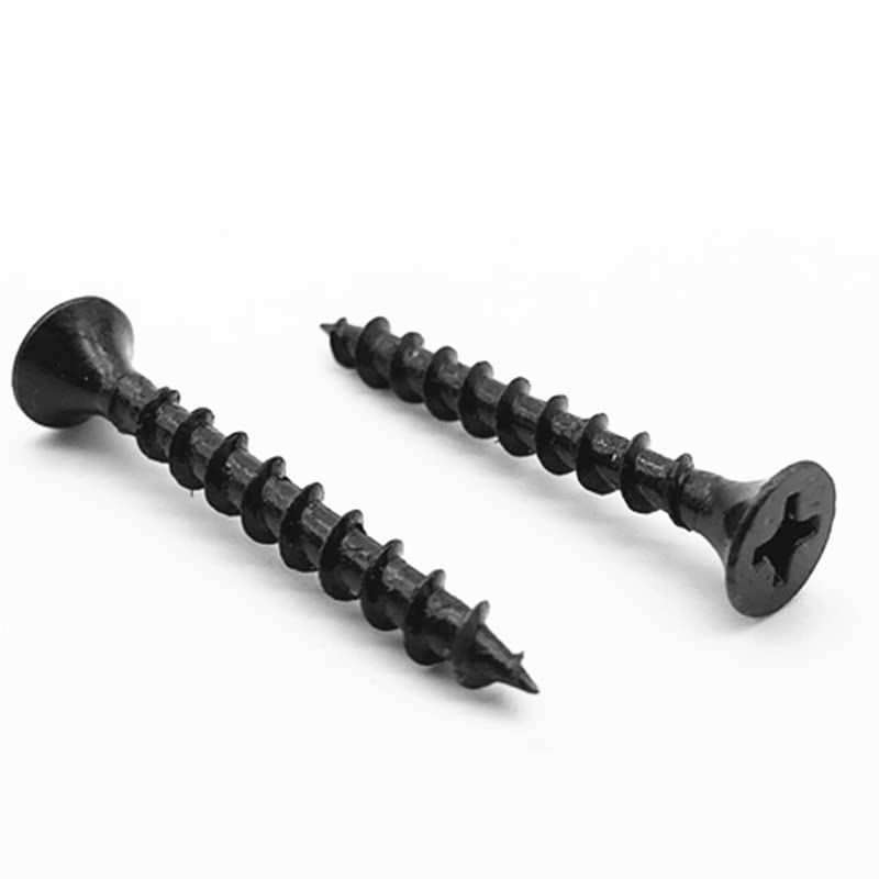 [Australia - AusPower] - Screws #6 x 1-5/8" Drywall Screws220PCS Coarse Thread Sheetrock Wood Screws with Phillips Drive,1 LBS Flat Truss Head Self Tapping Screws Black Phosphate Coated Stainless Fast Self Tapping 