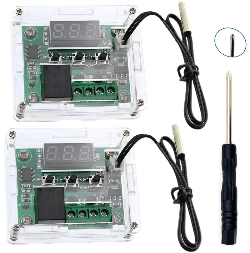 [Australia - AusPower] - WWZMDiB 2 Pcs XH-W1209 12V Temperature Controller LED Display -50~110℃ with housing and 50 cm Temperature Probe 12V Thermostat 