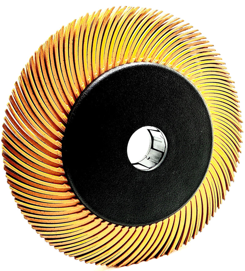 [Australia - AusPower] - Radial Bristle Brush, 6 in x 1/2 in x 1 in 80 Grit (Yellow) with Adapter, Type C Curved Bristle (Pack of 1) 