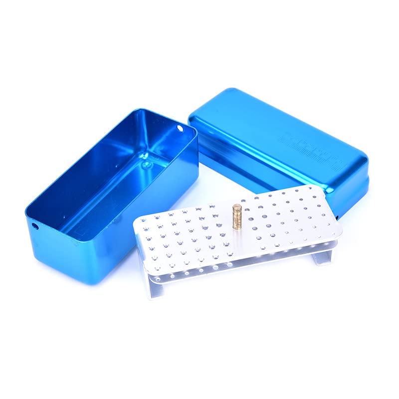 [Australia - AusPower] - 72 Holes Endo Files Aluminum Box Disinfection Sterilizing Storage Case Bur Holder Stand Organizer Box (Blue) Blue 