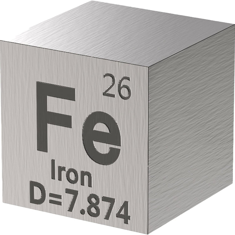 [Australia - AusPower] - Iron Cube - Metal Element Cubes - Laser Engraved Density Cube Set for a Periodic Table of Elements Collection - (Iron, 1 inch) 1 inch (25.4mm) Iron 
