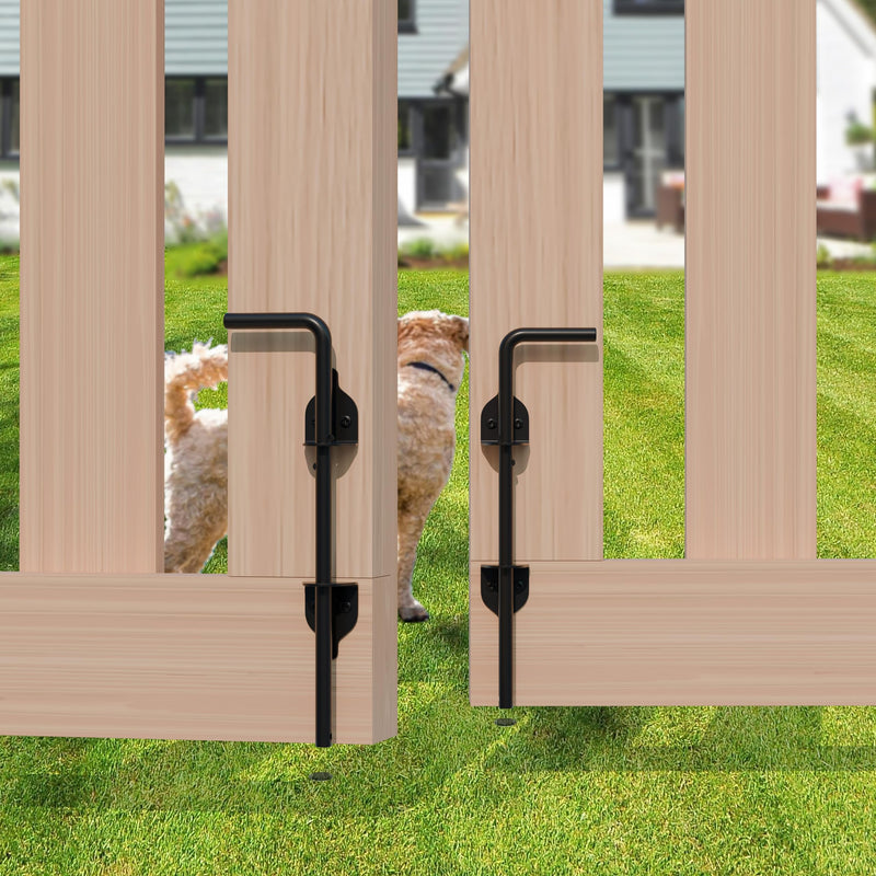 12 Inch Cane Bolt Gate Drop Rod, Heavy Duty Gate Latch, Cane Bolts for Wood Vinyl Metal Fences Gates-(Black Finish,2 Pack) 12 Inch 2 Pcs