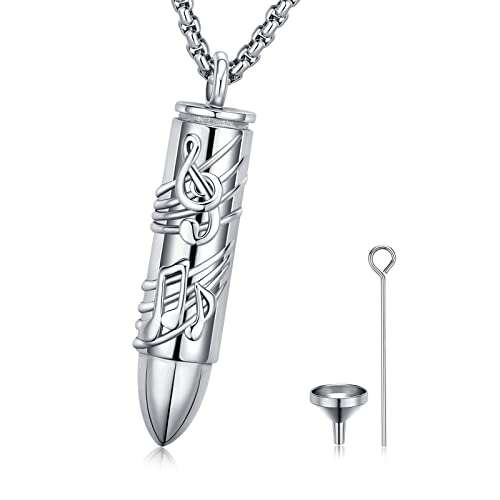 Sunflower Urn Necklace for Ashes Cremation Jewelry 925 Sterling Silver Bee Musical Note Dog Pendant Memorial Keepsake Necklace for Men Women
