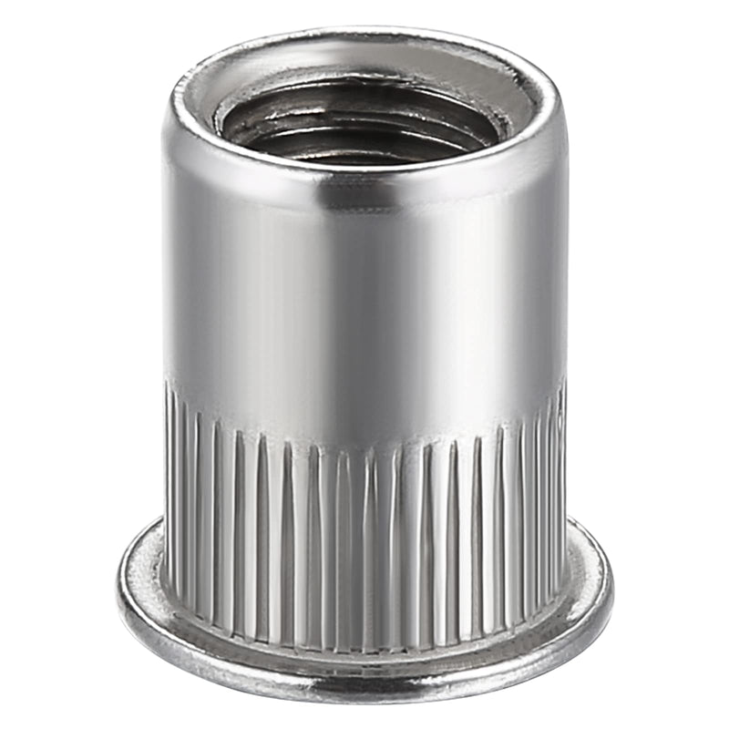 [Australia - AusPower] - Rivet Nut 1/4"-20UNC 100Pcs Stainless Steel 304 Finish Flat Head Rivnut Threaded Insert Nut Knurled Body 1/4-20 Silver 
