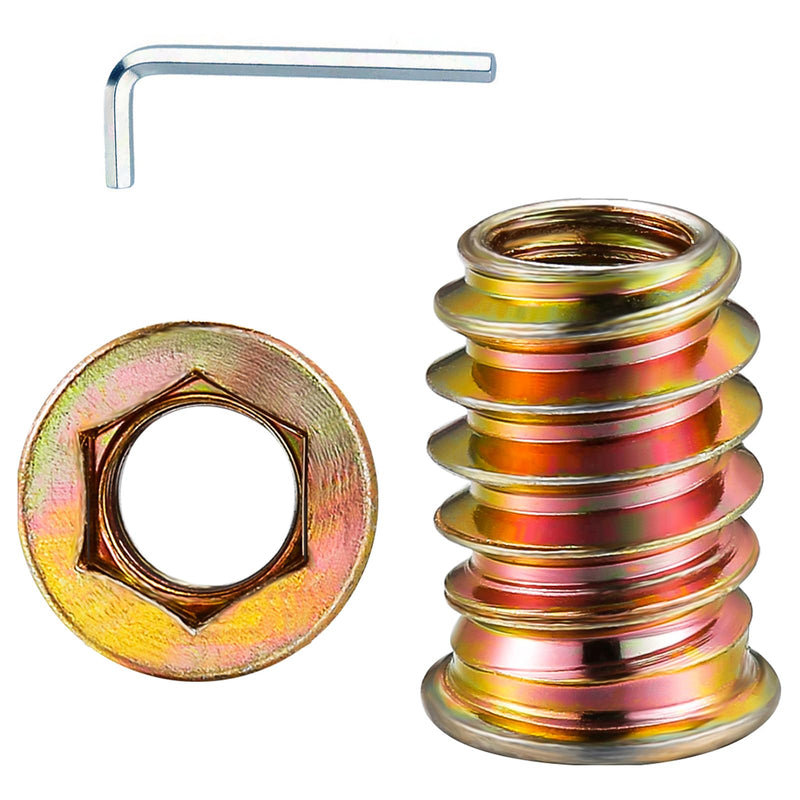 [Australia - AusPower] - 1/4"-20 200Pcs Threaded Insert for Wood Hex Drive Wood Inserts Furniture Nuts 1/4"-20 