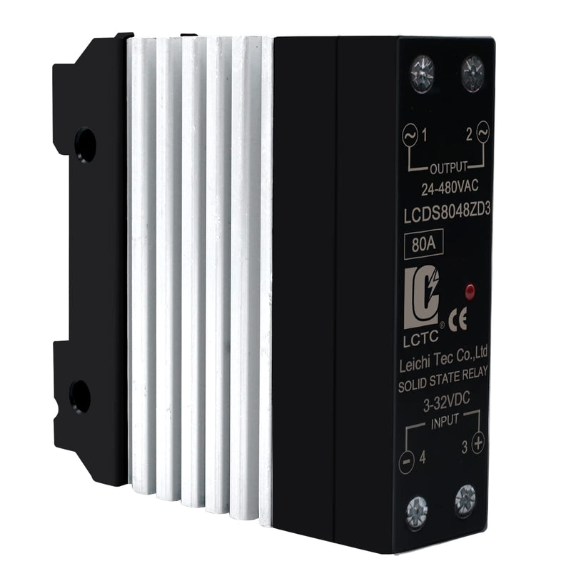[Australia - AusPower] - SSR 80 DA Solid State Relay DC to AC (Input 3-32V DC Output 24-480V AC) with Radiator, 80A Din Mount SSR (DC to AC 80A) 