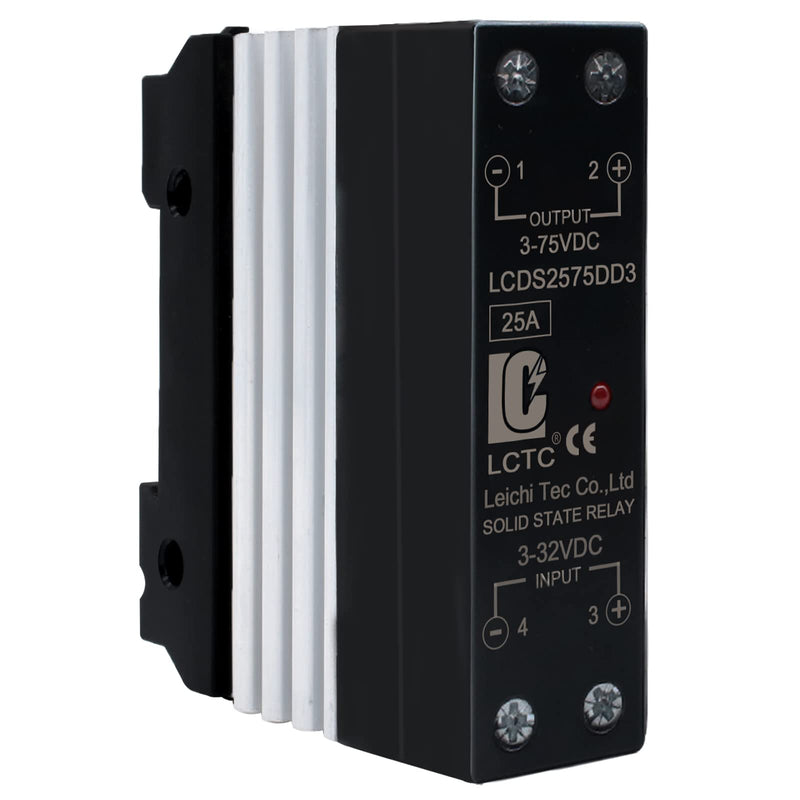 SSR 25 DD Solid State Relay DC to DC (Input 3-32V DC Output 3-75V DC) with Radiator, 25A(DC to DC 25A)