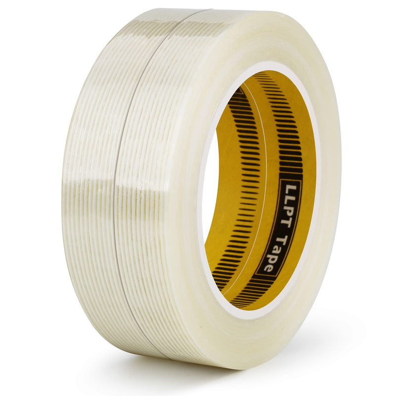LLPT Filament Strapping Tape Fiberglass Reinforced 3/4" x 36 Yards Each 5.9 Mil 2 Pack Heavy Duty Packing Tape for Mailing Shipping Boxes Bundling (FST1933TT02) 3/4" x 36 yds