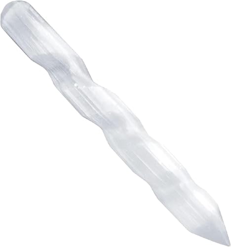 Selenite Crystal Wand, for Healing and Meditation, High Energy Crystals for Anxiety Relief, Yoga & Home Decor, Idea for Gift, White – 6 Inches