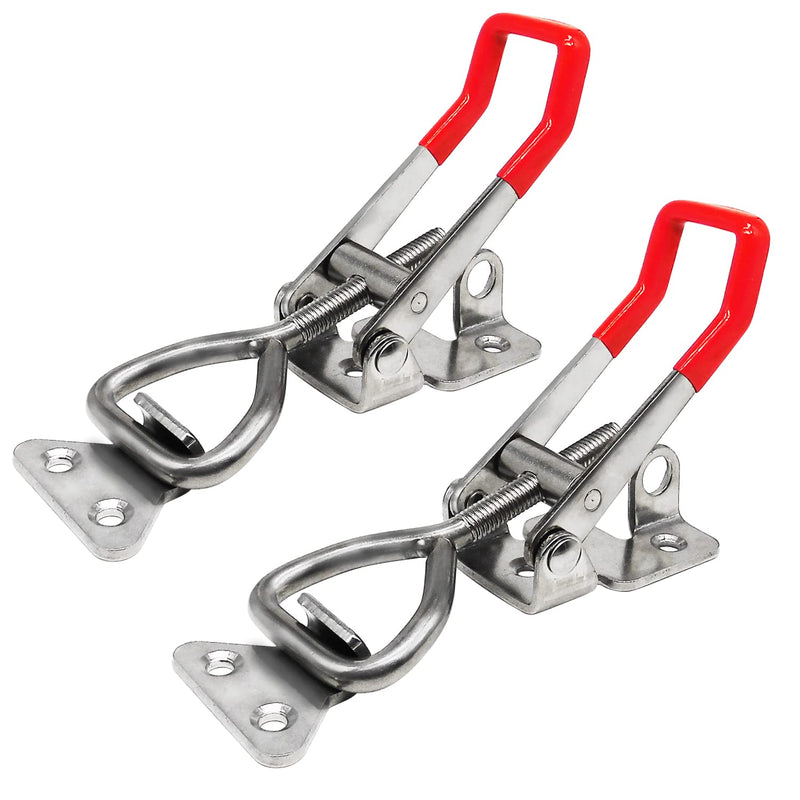 [Australia - AusPower] - 4003 Toggle Latch Clamp, 304 Stainless Steel Adjustable Toggle Latches With Lock Hole, 1320Lbs Holding Capacity Heavy Duty Toggle Clamp for Smoker Lid Jig, ToolBox Case, 2pack 4003-2pcs(304 Stainless Steel) 