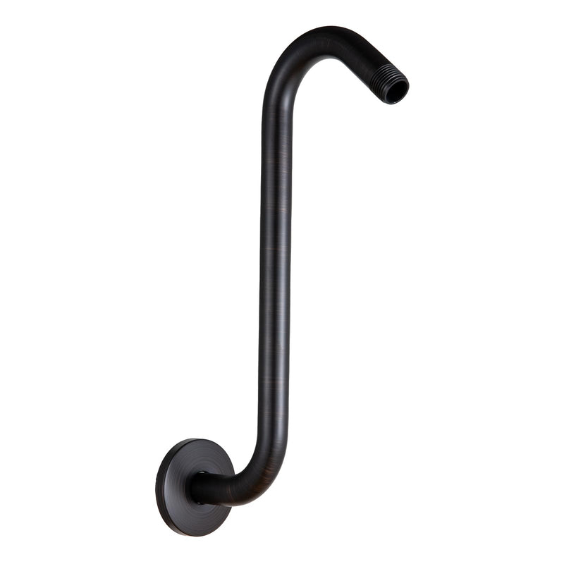 OFFO Shower Head Extension Arm 12 in, Oil Rubbed Bronze S Shaped Shower Arm with Flange High Rise Goose Neck Shower Extension