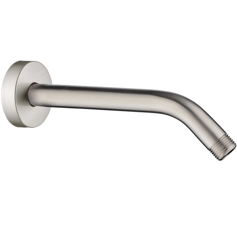 BRIGHT SHOWERS Shower Arm with Flange 10 Inches Solid Brass Shower Head Extension Arm, Wall Mounted Shower Pipe Arm for Rainfall Shower Head and Handheld Showerhead, Brushed Nickel Basic 10 Inch