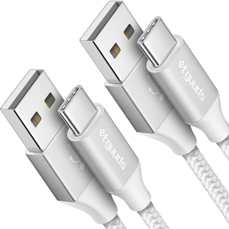 [Australia - AusPower] - etguuds White USB C Cable 6ft Fast Charge, 2-Pack USB A to USB C Type Charger Cord for Samsung Galaxy S23 S22 S21 S20 S10 S10E, A10e A11 A13 A03s A52 A53, Z Fold 4 3/Flip 4 3 5G, Note 20 10 9, Moto G 