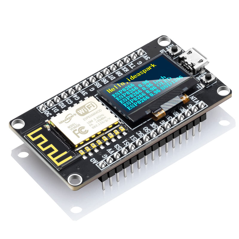 [Australia - AusPower] - NodeMCU ESP8266 Development Board with 0.96 Inch OLED Display, CH340 Driver, ESP-12E WiFi Wireless Module, and Micro USB Works Great for Arduino IDE/Micropython Programming (Pin Header Soldered) 